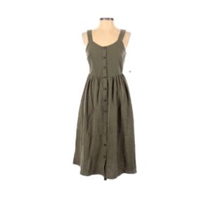 Nicole Miller Midi Length Green Faux Button Dress with Pockets